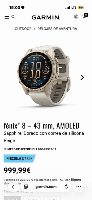 Reloj GARMIN FENIX 8 COMO NUEVO-IMPECABLE
