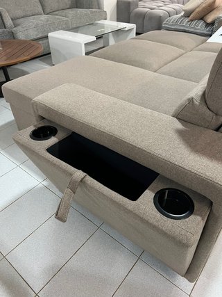 SUPER OFERTA SOFA CAMA BRSIL BEIGE CON REPOSA VASO
