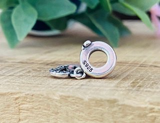 Charm Corazón Lazo Rosa Cancer - Plata