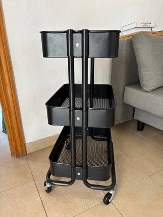Carrito organizador negro 3 niveles de IKEA