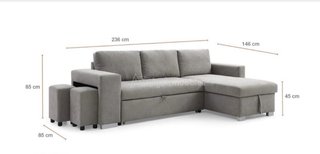 Sofá Chaiselongue Gris Tela