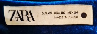 Abito Zara Velluto Blu Elettrico Tg XS