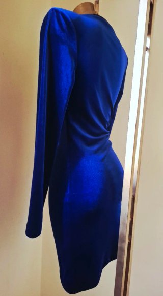 Abito Zara Velluto Blu Elettrico Tg XS