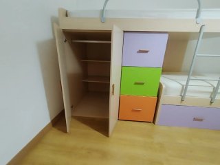 Cama tren infantil con cajones y armario