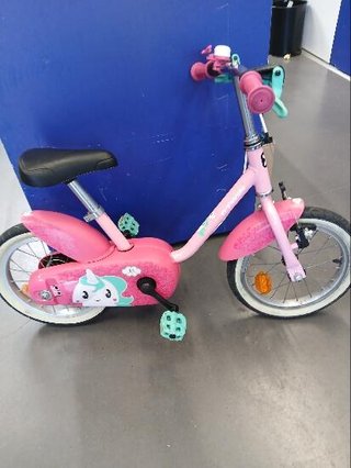 Bicicleta niños 14 pulgadas Btwin 500 unicornio rosa 3-4,5