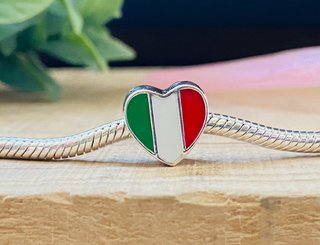 Charm Corazón Bandera Italia - Plata