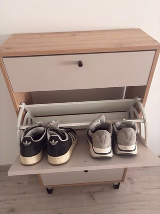 Zapatero moderno 3 cajones madera y metal