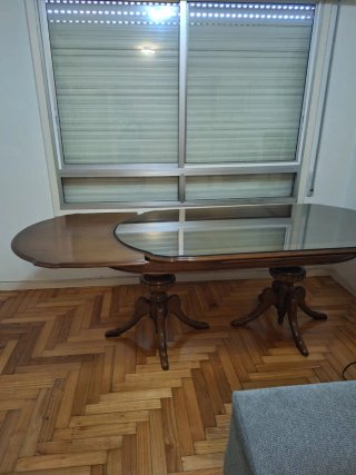 Mesa de comedor extensible cristal y madera