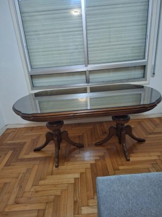 Mesa de comedor extensible cristal y madera