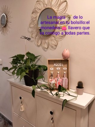Monedero llavero tela hecho a mano