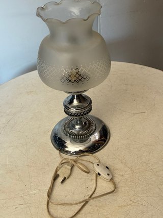 Lámpara de mesa vintage cristal y metal
