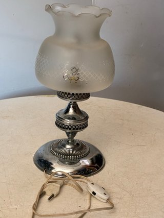 Lámpara de mesa vintage cristal y metal