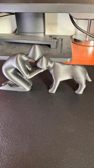 Statuetta Uomo e Cane Design Moderno Nero