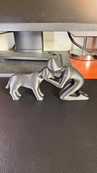 Statuetta Uomo e Cane Design Moderno Nero