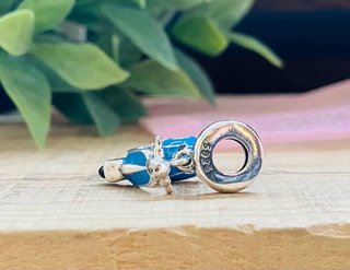 Charm Moto Vespa Azul - Plata