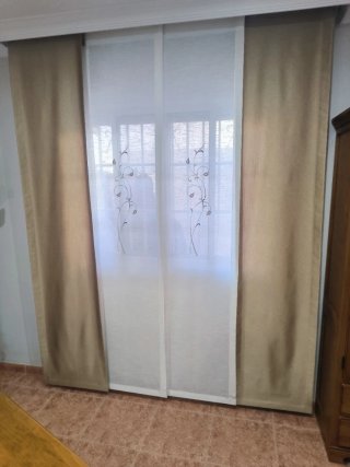 2 Cortinas Panel Japonés Marrón y Blanco