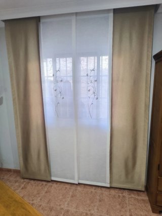 2 Cortinas Panel Japonés Marrón y Blanco