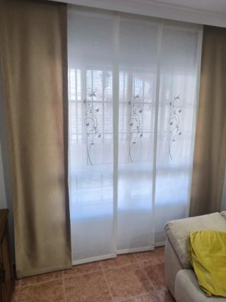 2 Cortinas Panel Japonés Marrón y Blanco