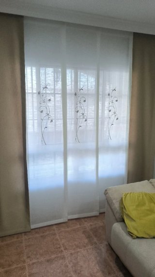 2 Cortinas Panel Japonés Marrón y Blanco