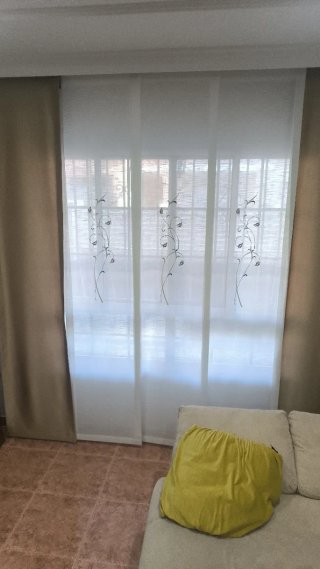 2 Cortinas Panel Japonés Marrón y Blanco