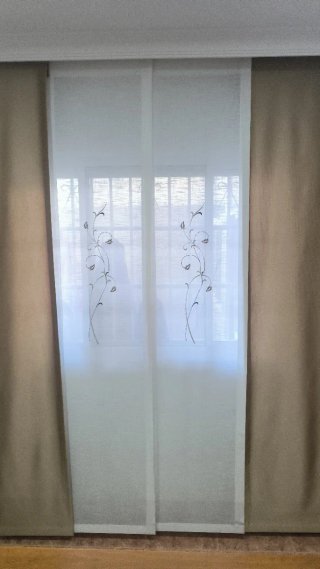 2 Cortinas Panel Japonés Marrón y Blanco