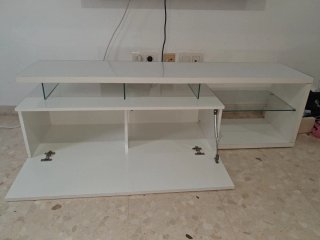 Mueble TV blanco con cristal . NO ENVIOS