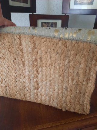 Bolso Piel y Yute Dorado y Gris