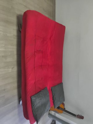 Sofá Cama Rojo y Gris