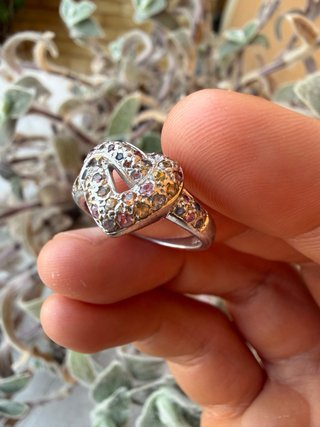 Anello Cuore Argento 925 Pietre Multicolor