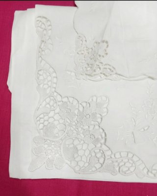 Lenzuolo Pizzo di Burano Cotone Bianco