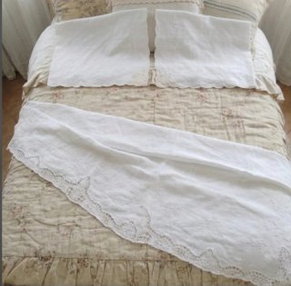 Lenzuolo Pizzo di Burano Cotone Bianco