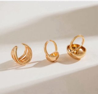 Conjunto de 3 anillos dorados