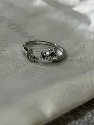 Anello Argento 925 Luna e Stelle Regolabile