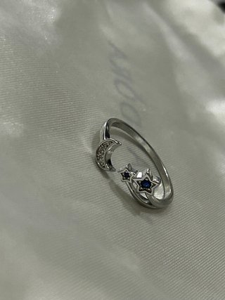 Anello Argento 925 Luna e Stelle Regolabile
