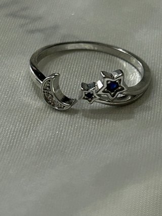 Anello Argento 925 Luna e Stelle Regolabile