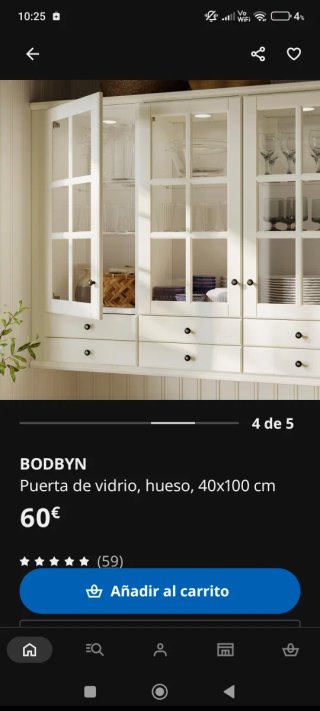 Puerta de vidrio BODBYN hueso 40x100 cm