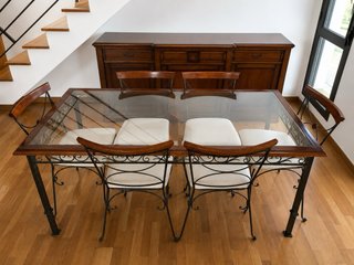 Mesa Comedor de Roble y Hierro Forjado