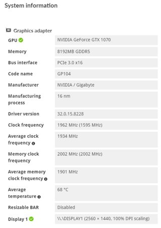 Gigabyte GeForce GTX 1070 8GB G1 Gaming