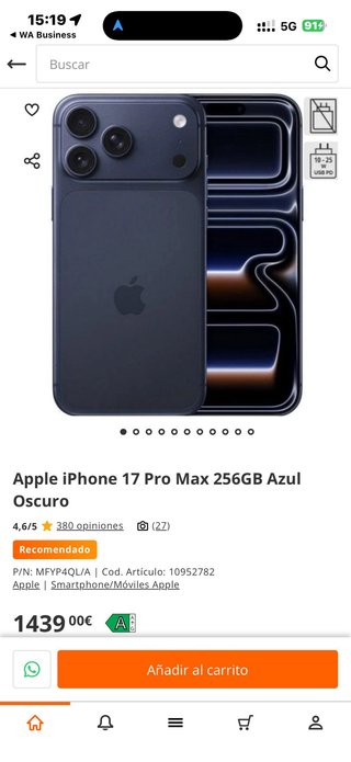 iPhone 17 Pro Max 256GB Azul Oscuro