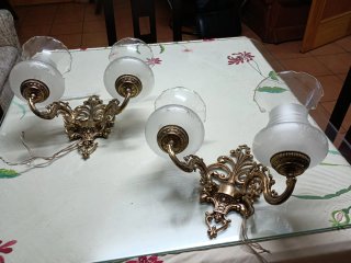 Pareja Apliques Bronce y Cristal