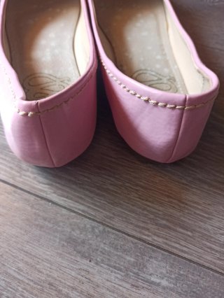 Ballerine bicolore rosa e beige con fiocco