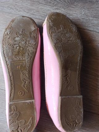 Ballerine bicolore rosa e beige con fiocco