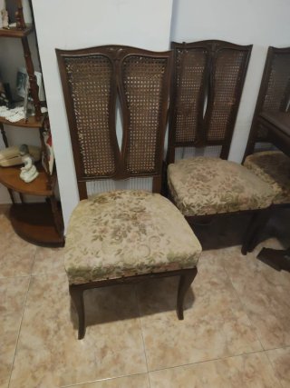 Sillas comedor antiguas madera y rejilla