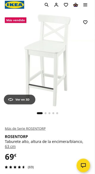 Taburete alto madera blanco