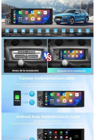 Radio Coche 1 DIN Pantalla Táctil CarPlay