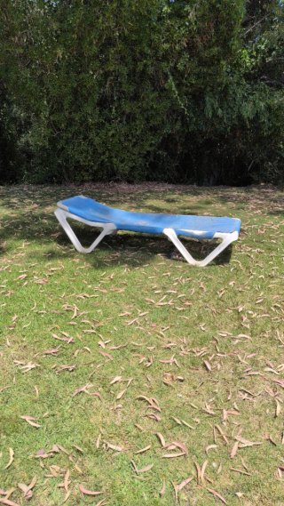 Tumbona piscina azul y blanca