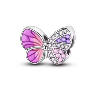 Charm Mariposa Púrpura y Rosa