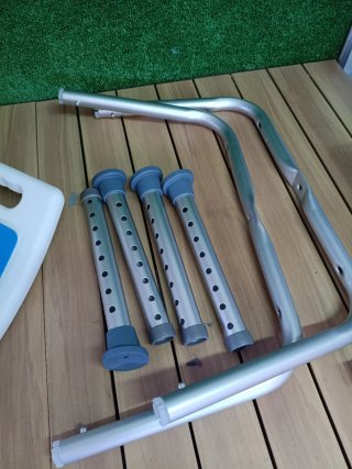 Taburete Ducha Ajustable Blanco y Azul