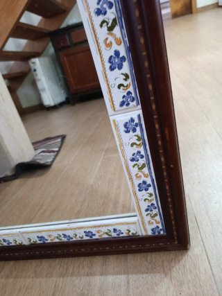 Espejo Vintage Baño Cerámica y Madera