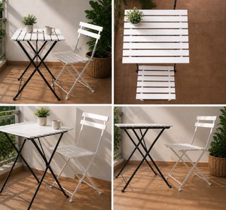 Mesa y silla plegable para balcón o terraza